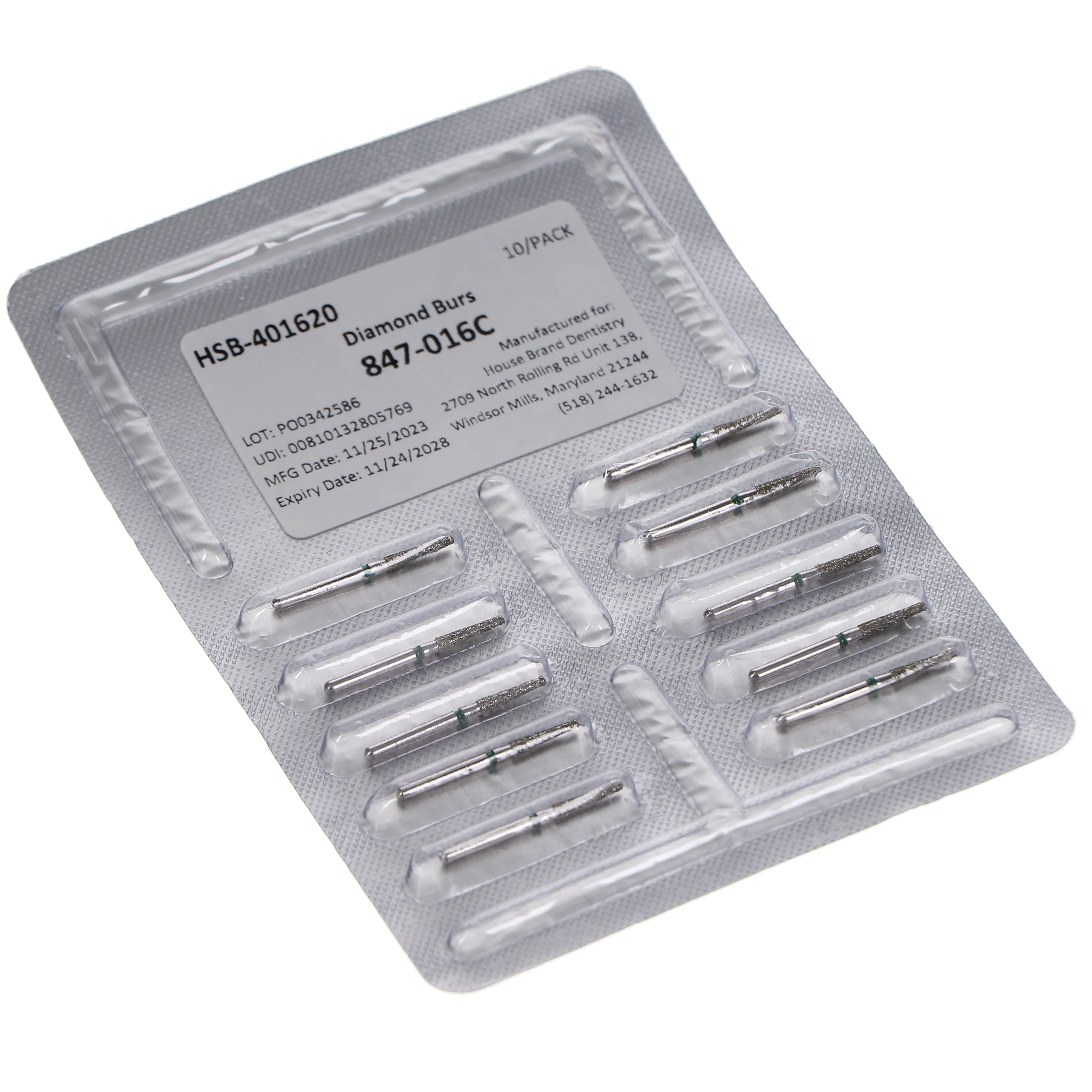 House Brand Dentistry 401620 HSB FG 847-016C Flat End Taper Coarse Grit Diamond Burs 10/Pk House Brand Dentistry 401620 HSB FG 847-016C Flat End Taper Coarse Grit Diamond Burs 10/Pk